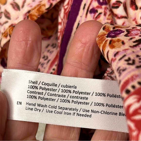 Band of the free pink maroon floral boho flutter sleeve babydoll dress - Picture 2 of 6